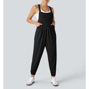 HALARA Black Casual waffle  Jumpsuit